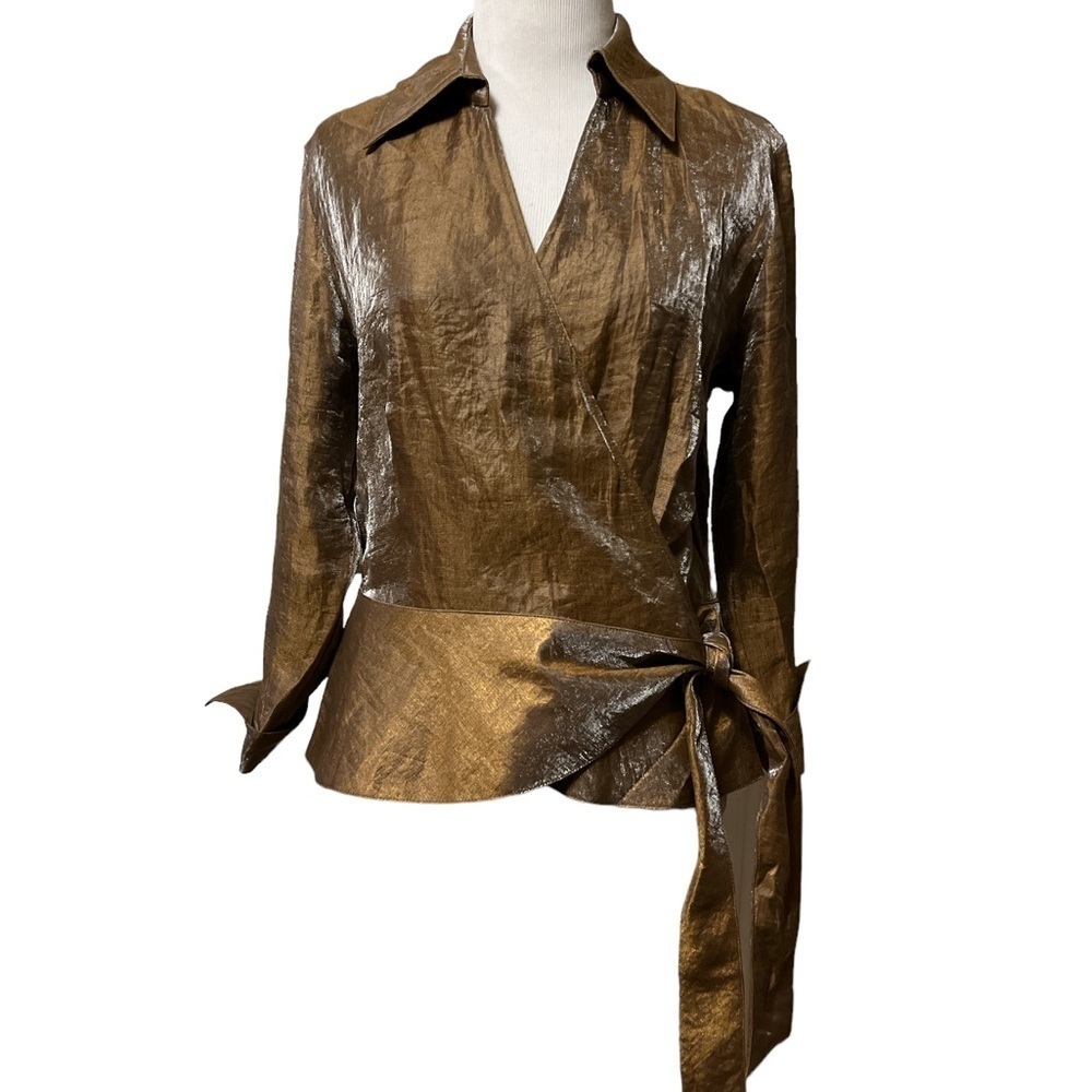 Coldwater creek cross over front peplum style long sleeve top